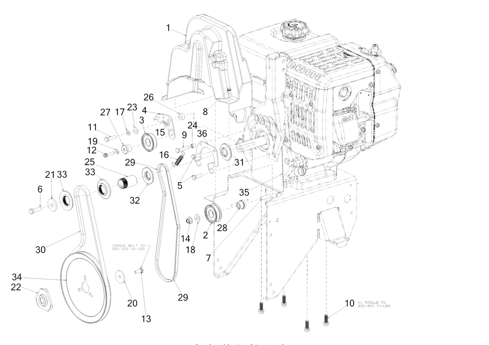 Engine Drive Diagram and Parts List for 3X30-INCHPROH (31AH8E2U710)(2016) Cub Cadet Snow Blower